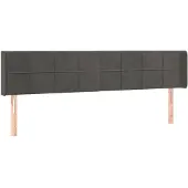 vidaXL Hoofdbord met randen 163x16x78/88 cm fluweel donkergrijs