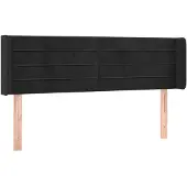 vidaXL Hoofdbord met randen 147x16x78/88 cm fluweel zwart