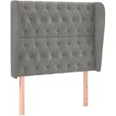 vidaXL Hoofdbord met randen 103x23x118/128 cm fluweel lichtgrijs