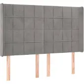 vidaXL Hoofdbord met randen 147x16x118/128 cm fluweel lichtgrijs