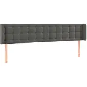 vidaXL Hoofdbord met randen 163x16x78/88 cm fluweel donkergrijs
