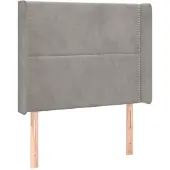 vidaXL Hoofdbord met randen 103x16x118/128 cm fluweel lichtgrijs