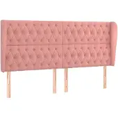 vidaXL Hoofdbord met randen 203x23x118/128 cm fluweel roze