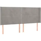 vidaXL Hoofdbord met randen 203x16x118/128 cm fluweel lichtgrijs