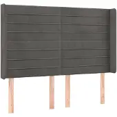 vidaXL Hoofdbord met randen 147x16x118/128 cm fluweel donkergrijs