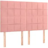 vidaXL Hoofdbord roze 144x5x118/128 cm fluweel