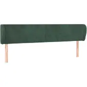 vidaXL Hoofdbord met randen 203x23x78/88 cm fluweel donkergroen