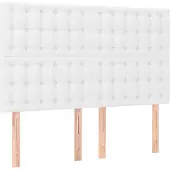 vidaXL Hoofdbord wit 144x5x118/128 cm kunstleer