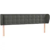 vidaXL Hoofdbord met randen 163x23x78/88 cm fluweel donkergrijs