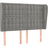 vidaXL Hoofdbord met randen 147x23x118/128 cm fluweel lichtgrijs