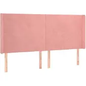 vidaXL Hoofdbord met randen 203x16x118/128 cm fluweel roze