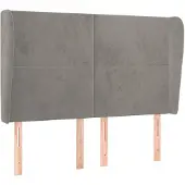 vidaXL Hoofdbord met randen 147x23x118/128 cm fluweel lichtgrijs