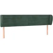 vidaXL Hoofdbord met randen 203x23x78/88 cm fluweel donkergroen