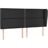 vidaXL Hoofdbord met randen 183x23x118/128 cm kunstleer zwart