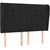 vidaXL Hoofdbord met randen 147x23x118/128 cm fluweel zwart