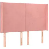 vidaXL Hoofdbord met randen 147x16x118/128 cm fluweel roze