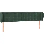 vidaXL Hoofdbord met randen 203x23x78/88 cm fluweel donkergroen