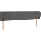 vidaXL Hoofdbord met randen 183x23x78/88 cm fluweel donkergrijs