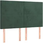 vidaXL Hoofdbord donkergroen 144x5x118/128 cm fluweel