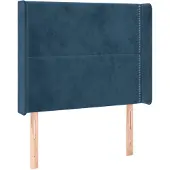 vidaXL Hoofdbord met randen 103x16x118/128 cm fluweel donkerblauw