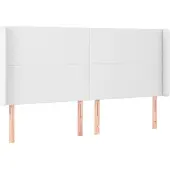 vidaXL Hoofdbord met randen 183x23x118/128 cm kunstleer wit