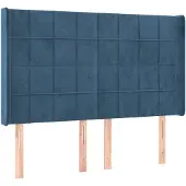 vidaXL Hoofdbord met randen 147x16x118/128 cm fluweel donkerblauw