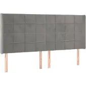 vidaXL Hoofdbord met randen 163x16x118/128 cm fluweel lichtgrijs