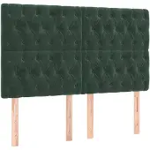vidaXL Hoofdbord donkergroen 160x7x118/128 cm fluweel
