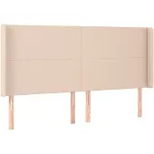 vidaXL Hoofdbord met randen 203x16x118/128cm kunstleer cappuccinokleur