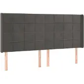 vidaXL Hoofdbord met randen 163x16x118/128 cm fluweel donkergrijs