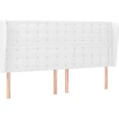 vidaXL Hoofdbord met randen 163x23x118/128 cm kunstleer wit