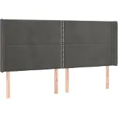 vidaXL Hoofdbord met randen 203x16x118/128 cm fluweel donkergrijs