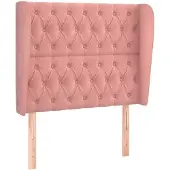 vidaXL Hoofdbord met randen 93x23x118/128 cm fluweel roze