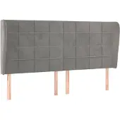 vidaXL Hoofdbord met randen 183x23x118/128 cm fluweel lichtgrijs
