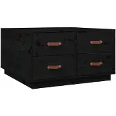 vidaXL Salontafel 80x80x45 cm massief grenenhout zwart