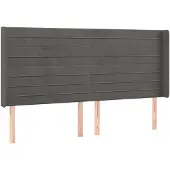 vidaXL Hoofdbord met randen 183x16x118/128 cm fluweel donkergrijs