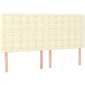 vidaXL Hoofdbord crème 200x5x118/128 cm kunstleer