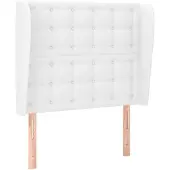 vidaXL Hoofdbord met randen 103x23x118/128 cm kunstleer wit