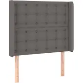 vidaXL Hoofdbord met randen 83x16x118/128 cm kunstleer grijs