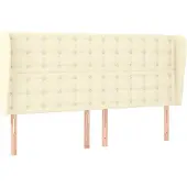 vidaXL Hoofdbord met randen 203x23x118/128 cm kunstleer crèmekleurig