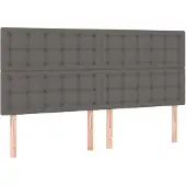 vidaXL Hoofdbord grijs 200x5x118/128 cm kunstleer