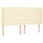 vidaXL Hoofdbord met randen 203x16x118/128 cm kunstleer crèmekleurig