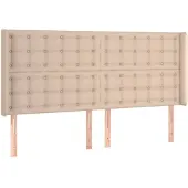 vidaXL Hoofdbord met randen 183x16x118/128cm kunstleer cappuccinokleur