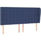vidaXL Hoofdbord met randen 163x23x118/128 cm stof blauw