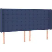vidaXL Hoofdbord met randen 163x16x118/128 cm stof blauw