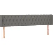 vidaXL Hoofdbord met randen 183x16x78/88 cm stof donkergrijs