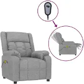 vidaXL Massagestoel elektrisch stof lichtgrijs