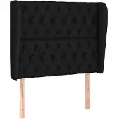 vidaXL Hoofdbord met randen 103x23x118/128 cm stof zwart
