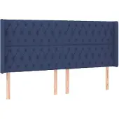 vidaXL Hoofdbord met randen 203x16x118/128 cm stof blauw