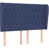 vidaXL Hoofdbord met randen 147x23x118/128 cm stof blauw